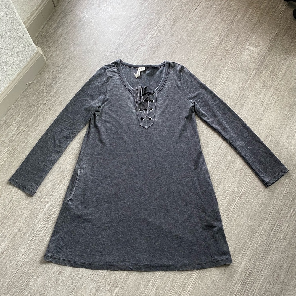 Long-Sleeve Dress with Pockets